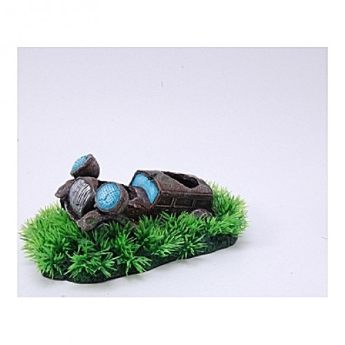 Epave voiture sur plante - 19x12x8cm