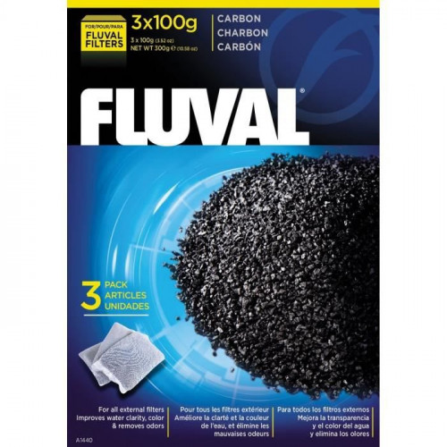 Lot de 3x100gr Filtre charbon Fluval 3 Paquets 100 gr Aquarium EAU Transparent