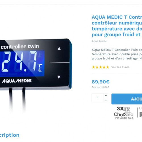 AQUA MEDIC T-Controller Twin Afficheur/controleur de température LCD