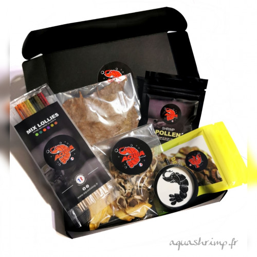 Shrimpybox (coffret complet nourriture pour crevettes) N°1 EN FRANCE SUR LA VENTE DE NOURRITURE ARTISANALE ET ACCESSOIRES POUR CREVETTES