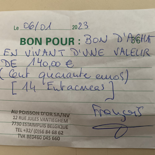 BON D'ACHAT POISSON D'OR