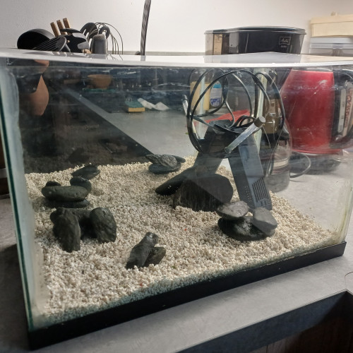 Aquarium miroir 20l avec pompe et gravier blanc