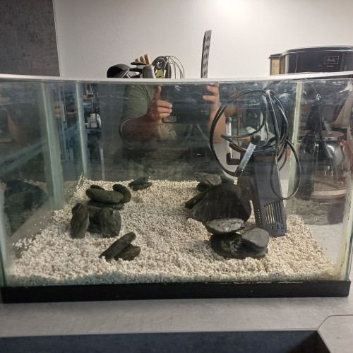 Aquarium miroir 20l avec pompe et gravier blanc