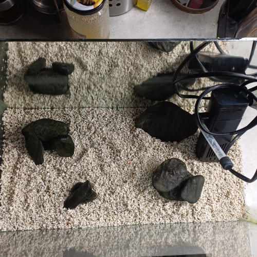 Aquarium miroir 20l avec pompe et gravier blanc