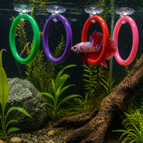 Lot de 4 anneaux d’entraînement pour poisson (Betta)