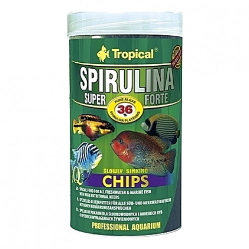 Chips végétales pour herbivores et omnivores SUPER SPIRULINA FORTE CHIPS 250ml