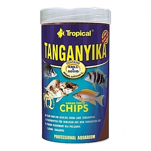 Chips multi-ingrédients dédiées aux grands cichlidés du Lac Tanganyika TANGANYIKA CHIPS 250ml