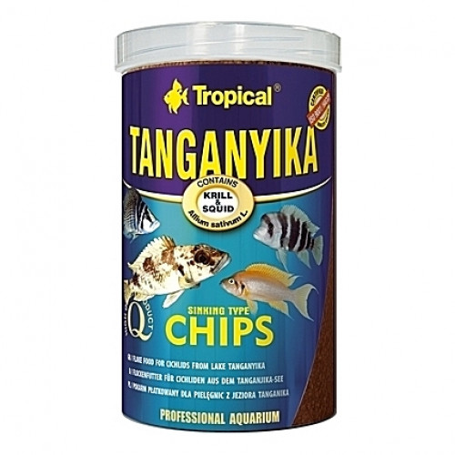 Chips multi-ingrédients dédiées aux grands cichlidés du Lac Tanganyika TANGANYIKA CHIPS 1L