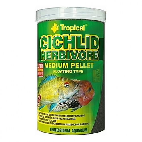 Nourriture végétale avec spiruline CICHLID HERBIVORE Medium PELLET 5L/1,8Kg