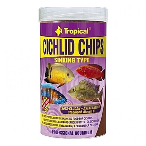 Chips riches en krill, seiche, spiruline, ortie, … CICHLID CHIPS 250ml