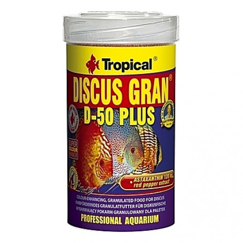 Granulés riches en protéines pour des Discus colorés TROPICAL DISCUS GRAN D-50 PLUS 100ml