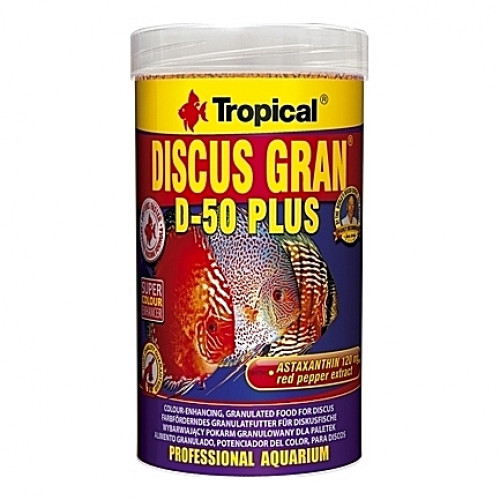 Granulés riches en protéines pour des Discus colorés TROPICAL DISCUS GRAN D-50 PLUS 250ml