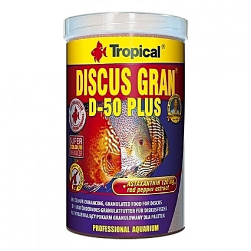 Granulés riches en protéines pour des Discus colorés TROPICAL DISCUS GRAN D-50 PLUS 1L