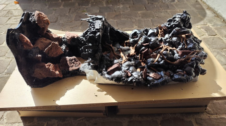 Vue d'ensemble de la mousse, il reste la partie paludarium à sculpter.