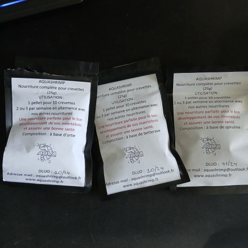 Kit 3 sachet granulés pour crevettes Aquashrimp