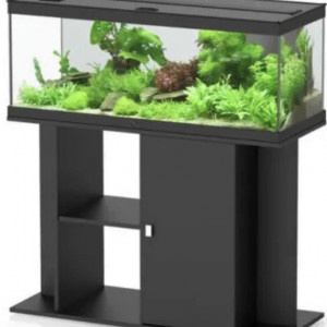 Aquarium aquatlantis led 100 noir avec son meuble noir