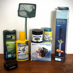 Lot accessoires aquarium - chauffage, distributeur, outils plantes…