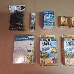 Aquarium 200 litres Ferplast complet avec meuble blanc  et accessoires