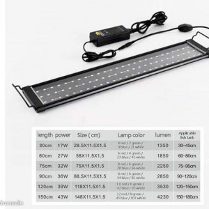 Grande rampe Led aquarium de 152 a 172 cm 4 couleurs